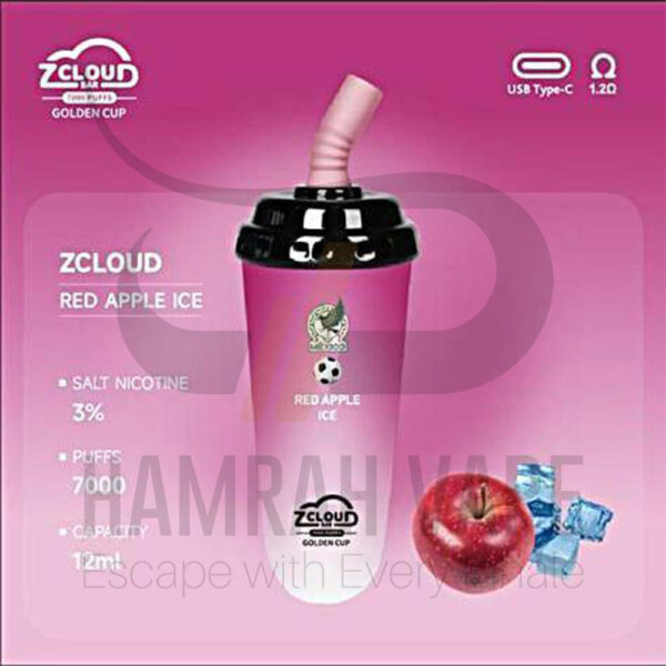 Zcloud 7000 puff red apple ice